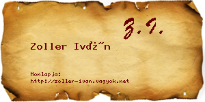 Zoller Iván névjegykártya